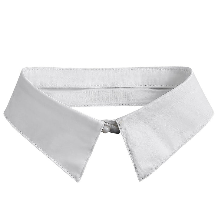 Faux Pearl Button Solid Color Thin Fake Collar Detachable Shirt False Collar Costume Accessories Image 4