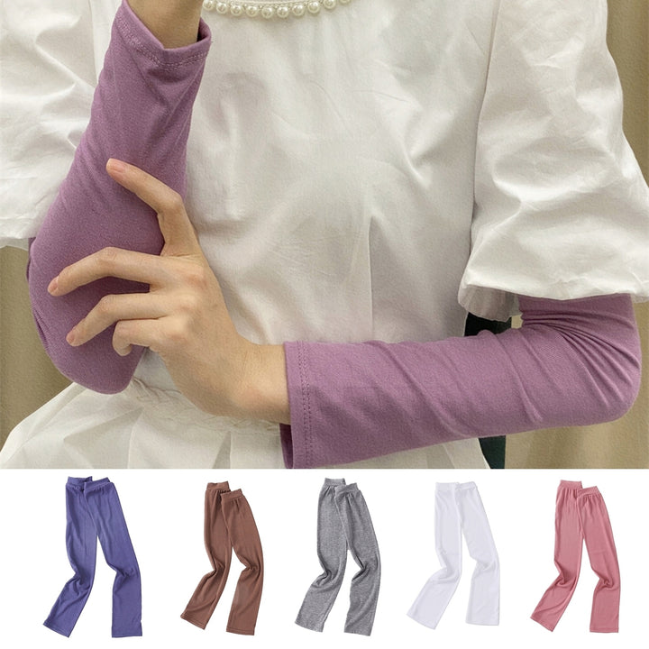 1 Pair Long Arm Sleeves High Elasticity Quick Drying Solid Color Breathable Stretchy Sunblock Modal Image 1