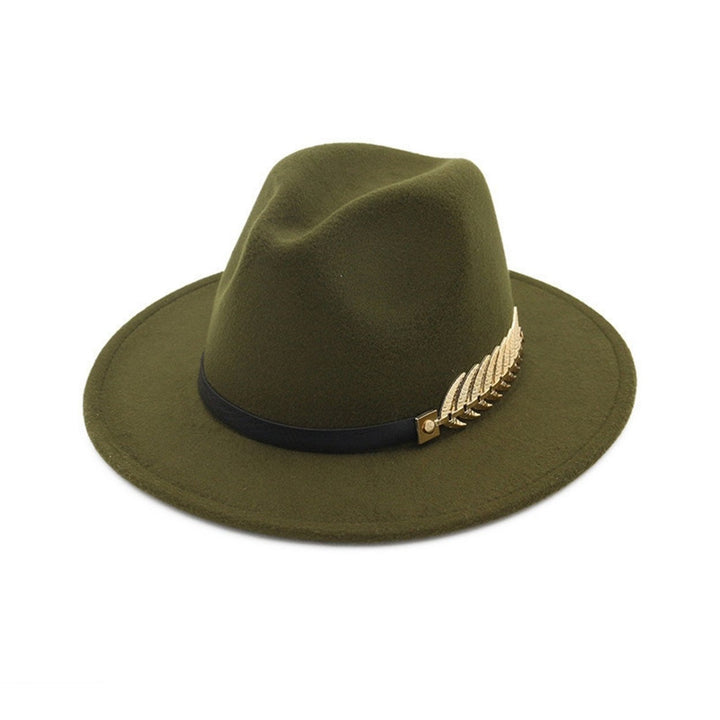 Jazz Hat Unisex Comfortable Breathable Big Brim Leaf Belt Decor Decorative Gentlemen British Style Royal Derby Hat Image 6