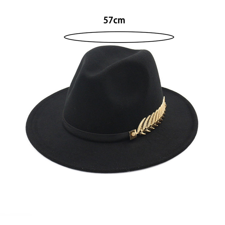 Jazz Hat Unisex Comfortable Breathable Big Brim Leaf Belt Decor Decorative Gentlemen British Style Royal Derby Hat Image 11