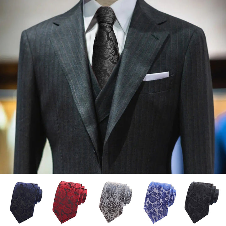 Adjustable Embroidery Long Suit Tie Retro Cashew Nut Print Men Tie Blazer Accessories Image 9