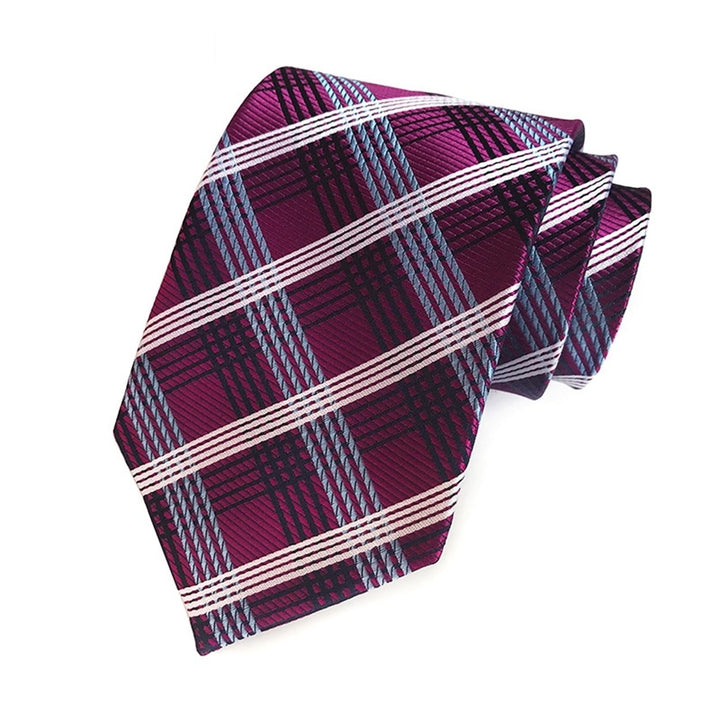 Men Business Tie Lightweight Multipurpose Adjustable Different Patterns Plaid Print Decorative Gentleman Wedding Daily Image 4