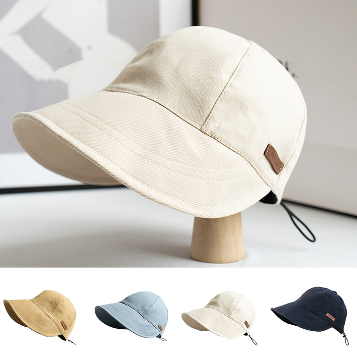 Sun Hat Foldable Anti-UV Drawstring Adjustable Soft Daily Wear Cotton Blend Big Brim Sunscreen Hat Outdoor Supply Image 1