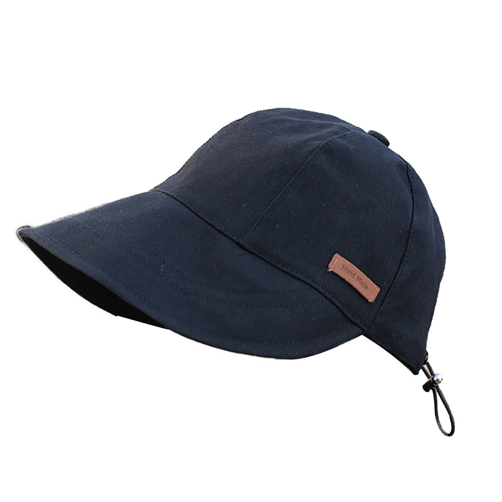 Sun Hat Foldable Anti-UV Drawstring Adjustable Soft Daily Wear Cotton Blend Big Brim Sunscreen Hat Outdoor Supply Image 2