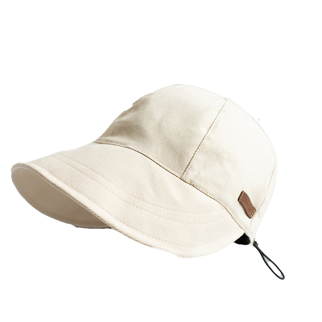 Sun Hat Foldable Anti-UV Drawstring Adjustable Soft Daily Wear Cotton Blend Big Brim Sunscreen Hat Outdoor Supply Image 3