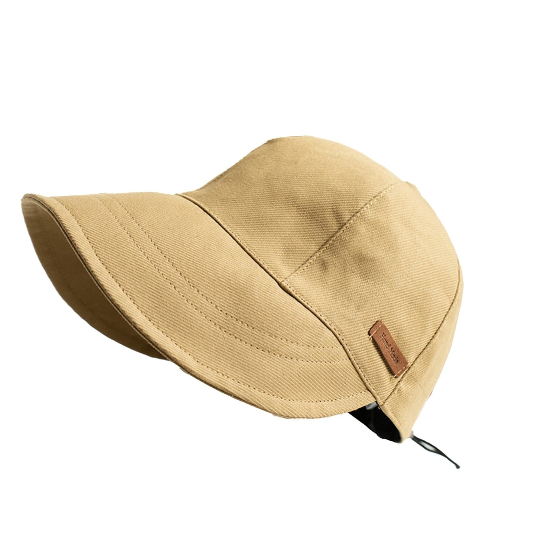 Sun Hat Foldable Anti-UV Drawstring Adjustable Soft Daily Wear Cotton Blend Big Brim Sunscreen Hat Outdoor Supply Image 4