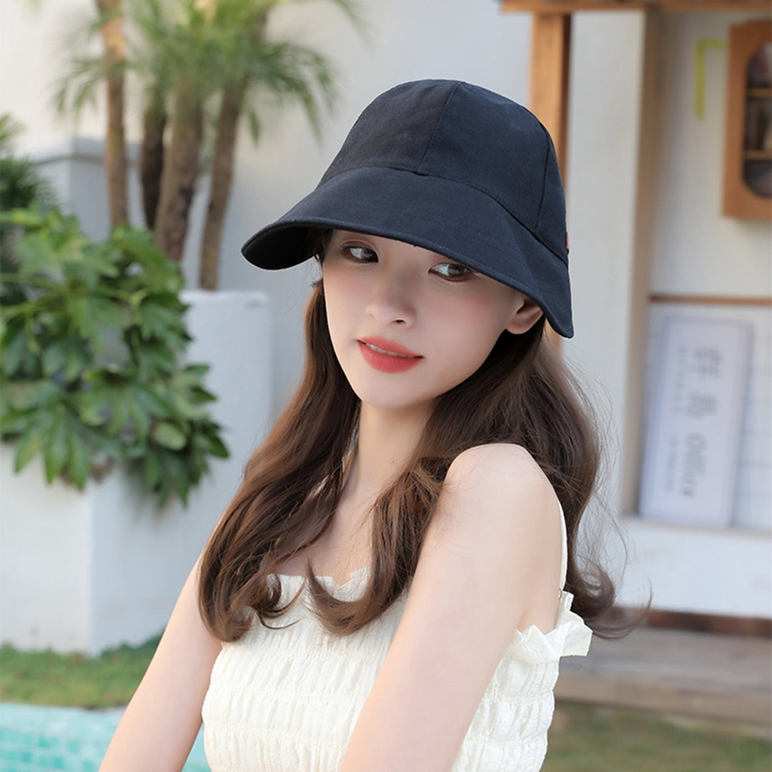 Sun Hat Foldable Anti-UV Drawstring Adjustable Soft Daily Wear Cotton Blend Big Brim Sunscreen Hat Outdoor Supply Image 8