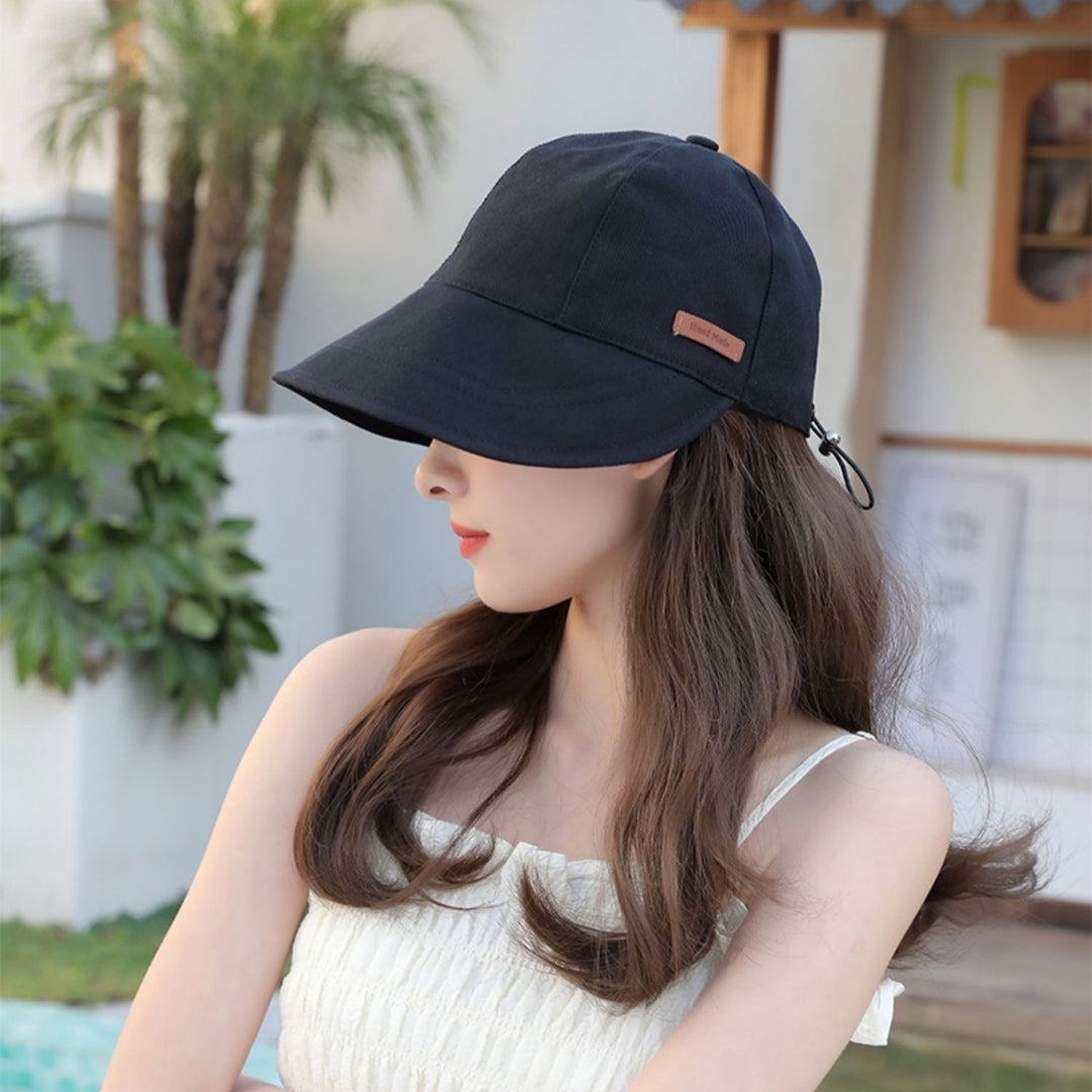 Sun Hat Foldable Anti-UV Drawstring Adjustable Soft Daily Wear Cotton Blend Big Brim Sunscreen Hat Outdoor Supply Image 12