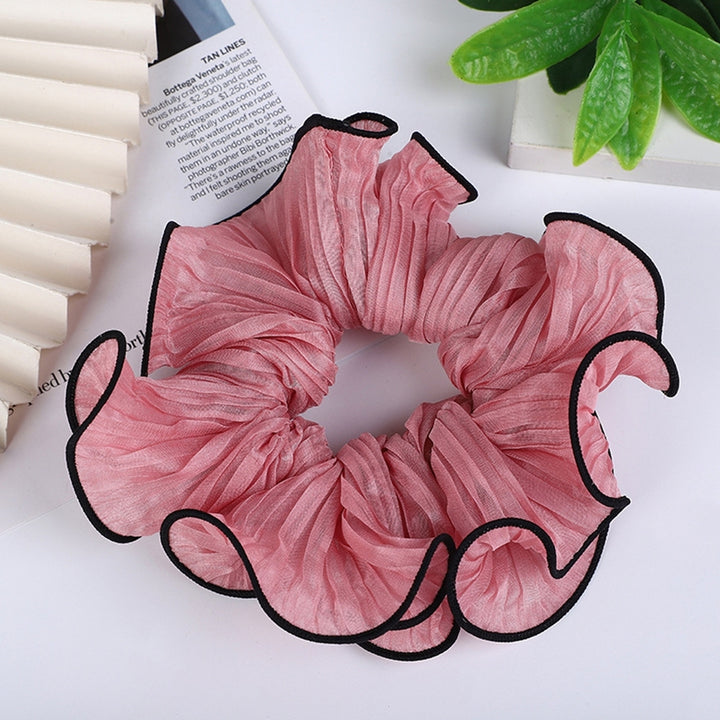 Elastic Exaggerated Contrast Color Hair Tie Women Girls Sweet Pleated Hair Rope Hair Accessories Image 7