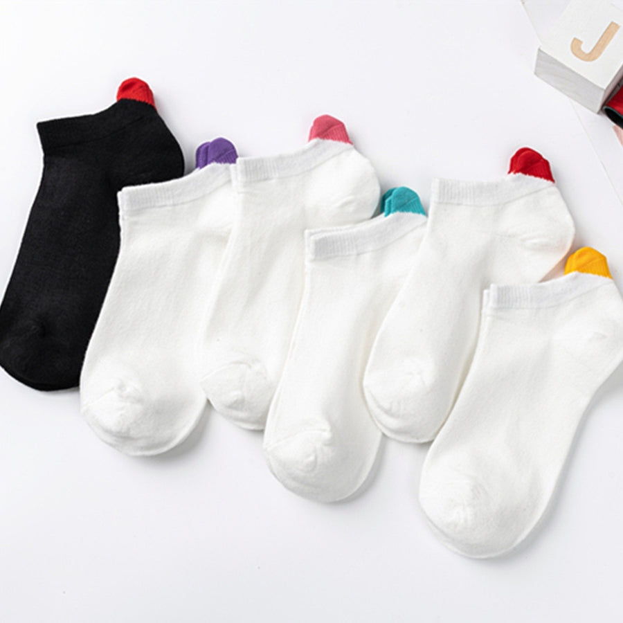 1 Pair Non-slip Elastic Low-tube Ankle Socks Cute Heart Stitching Girl Short Socks Image 1