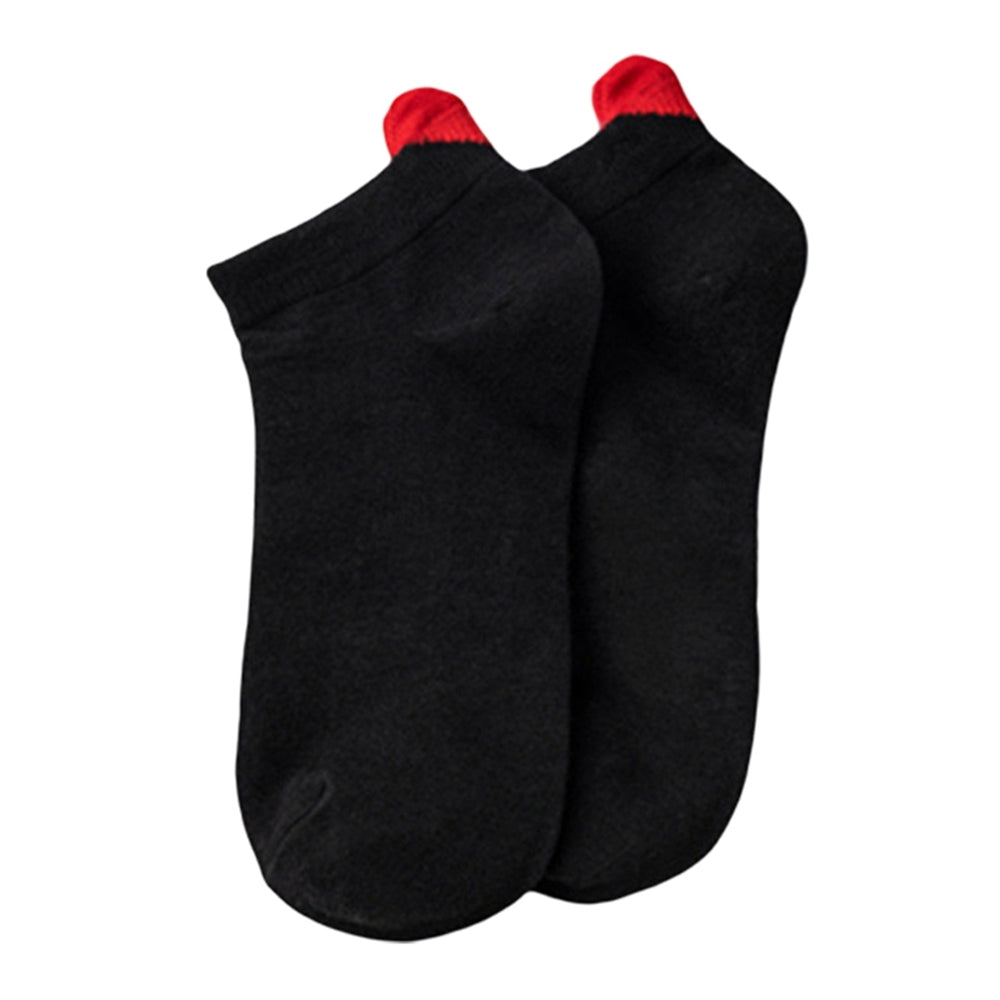 1 Pair Non-slip Elastic Low-tube Ankle Socks Cute Heart Stitching Girl Short Socks Image 2