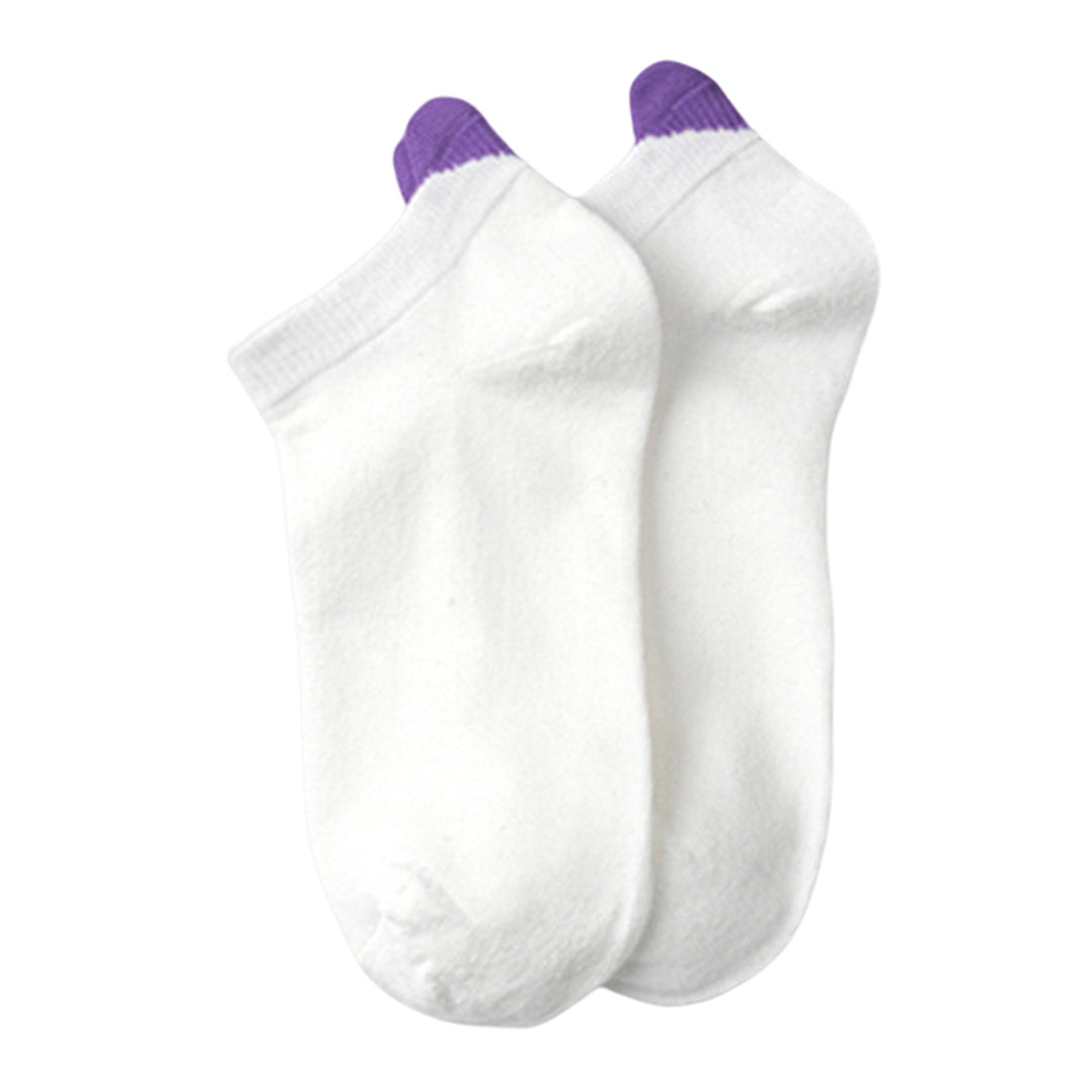 1 Pair Non-slip Elastic Low-tube Ankle Socks Cute Heart Stitching Girl Short Socks Image 4