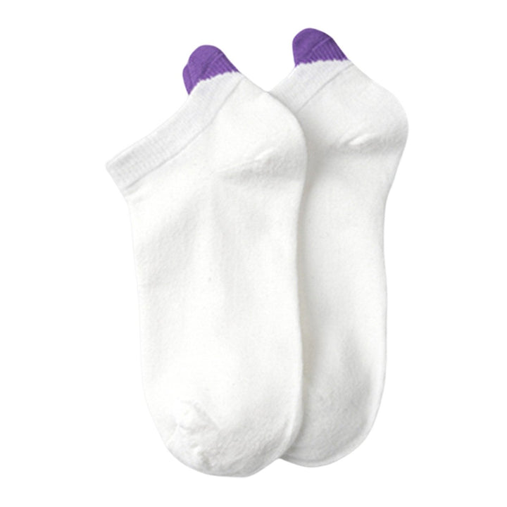 1 Pair Non-slip Elastic Low-tube Ankle Socks Cute Heart Stitching Girl Short Socks Image 1