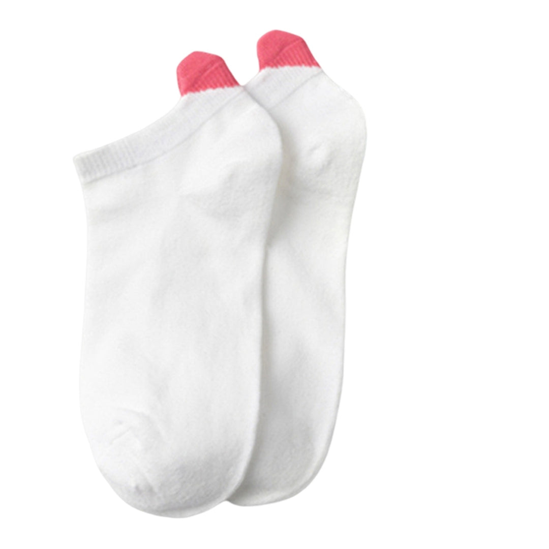 1 Pair Non-slip Elastic Low-tube Ankle Socks Cute Heart Stitching Girl Short Socks Image 7