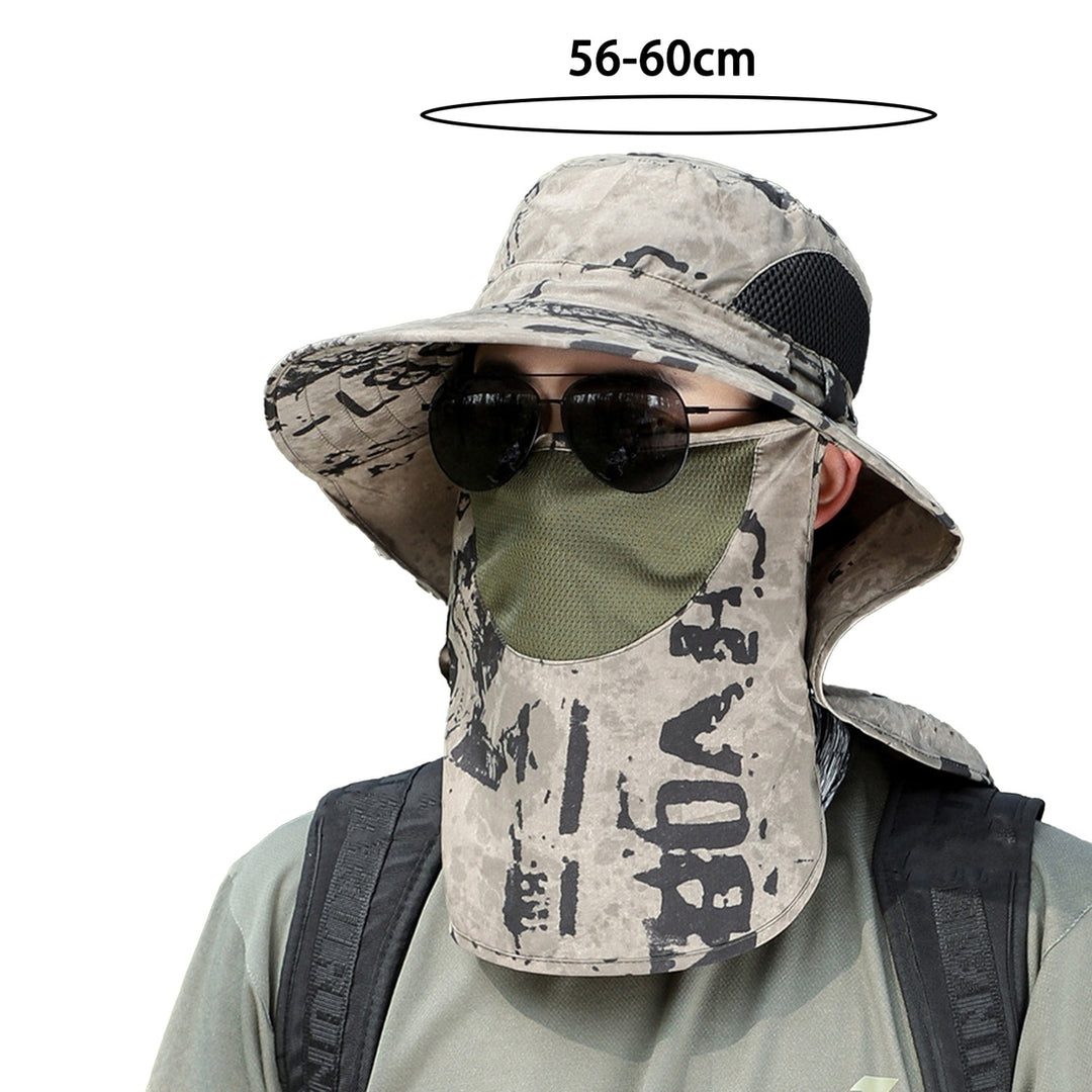 Wide Brim Adjustable Shawl Design Sun Hat with Face Guard Camouflage Print Men Camp Fishing Hat Costume Accessories Image 8