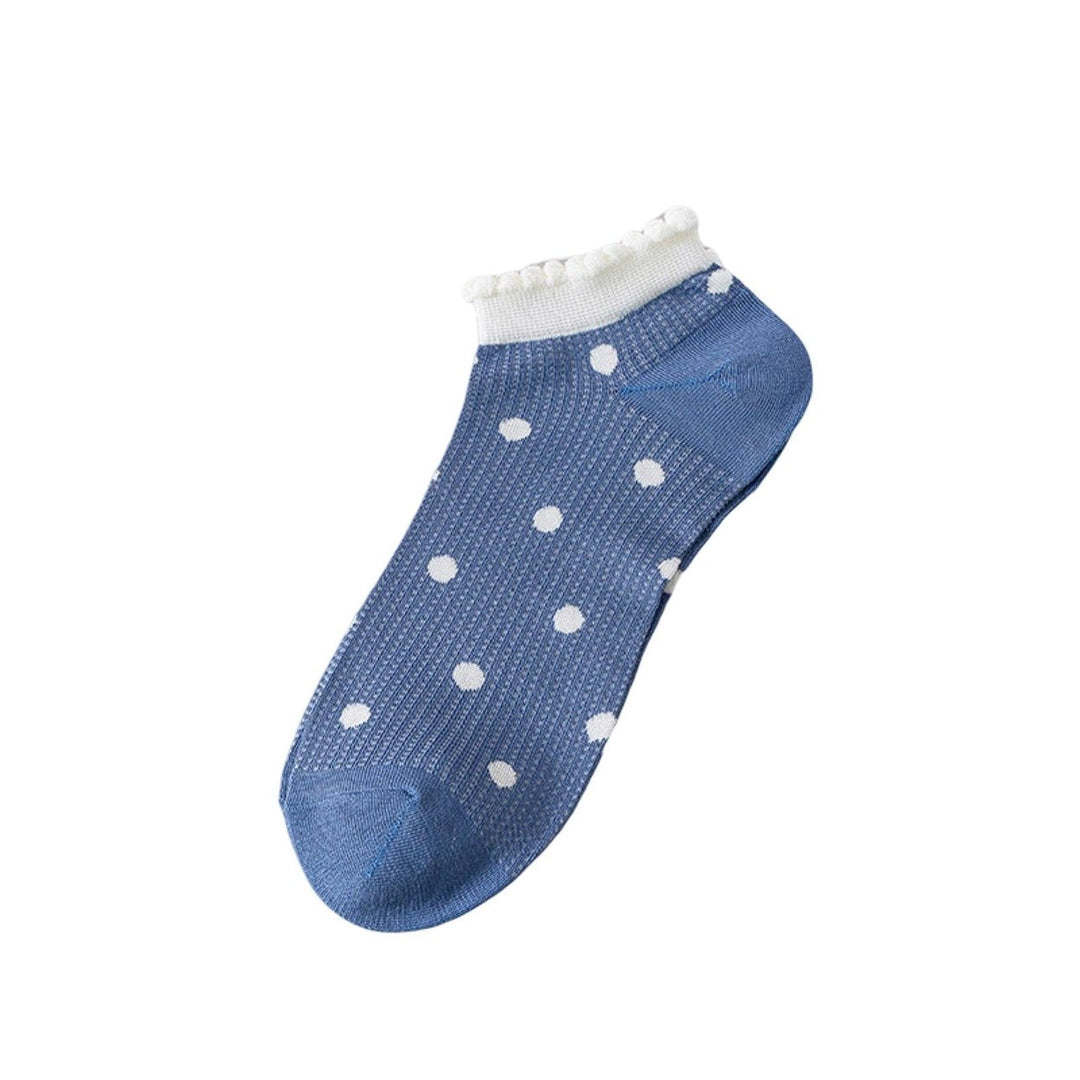 1 Pair Low Cut Socks Ruffle Breathable Mesh Stretch Casual Spring Summer Super Soft Blue Bear Women No Show Socks Daily Image 1