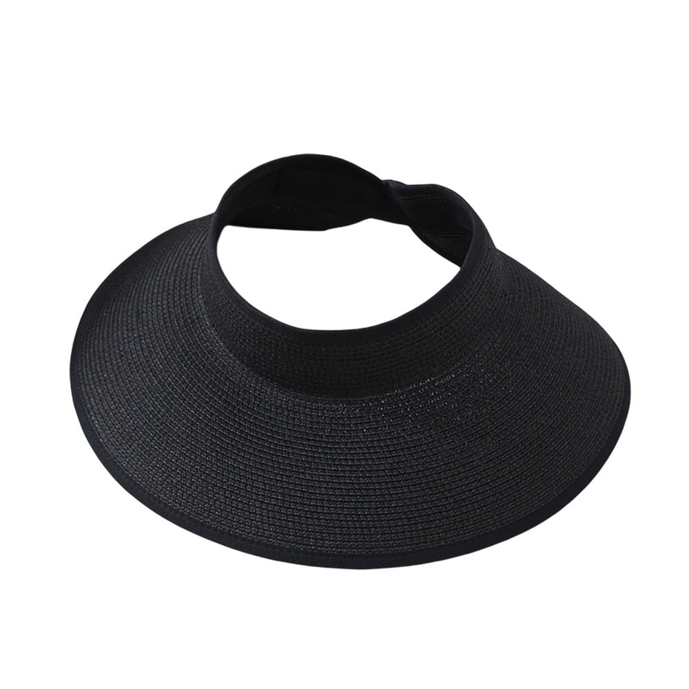 Sun Hat Comfortable Fasten Hook Design Anti-UV Solid Color Women Outdoor Empty Top Wide Brim Visor Hat for Fishing Image 2