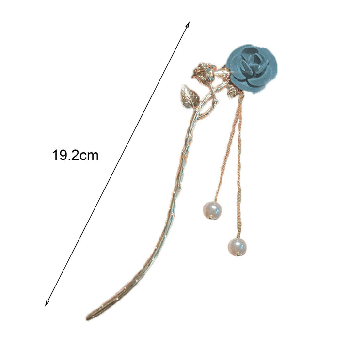 Beads Tassel Arc Design Non-Slip Hair Stick Women Cute Rose Flower Decor Hair Fork Costume Accessories Image 7