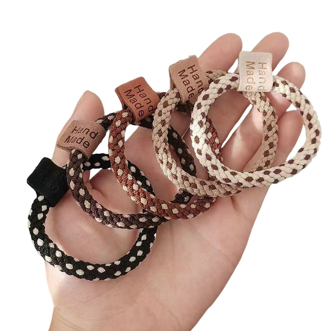 4/5Pcs Hair Ring Stretchy High Elasticity Contrast Color Braided Design Cartoon Women Girls Teens Image 4