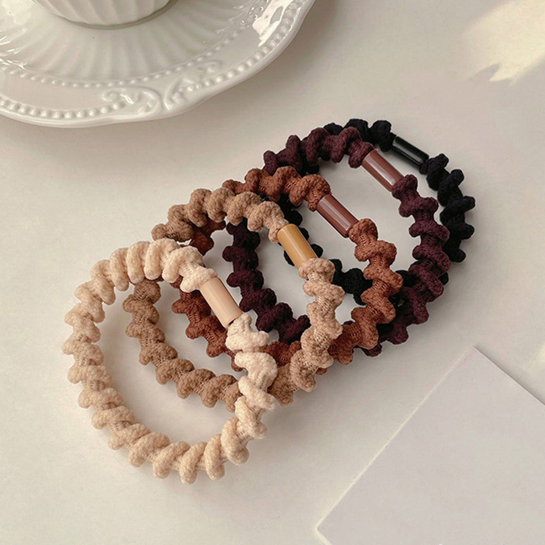 4/5Pcs Hair Ring Stretchy High Elasticity Contrast Color Braided Design Cartoon Women Girls Teens Image 10