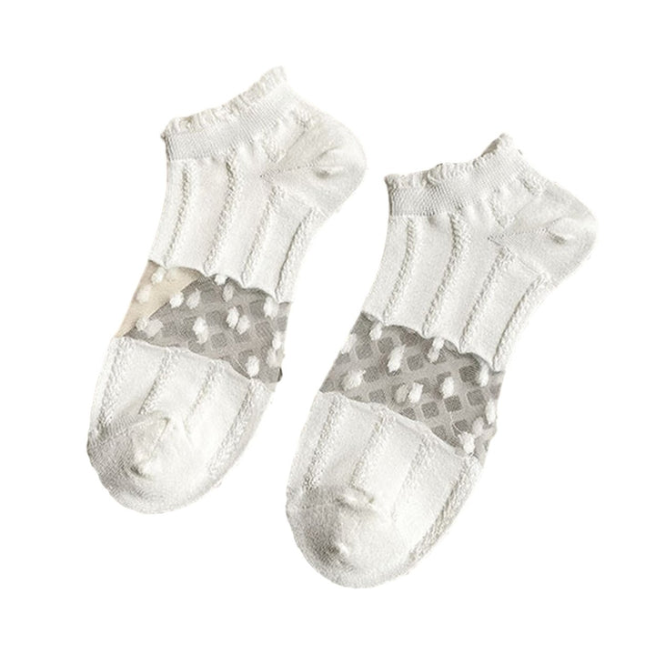 1 Pair Japanese Style Low-tube Ankle Socks Multi Textures Non-slip Girl Transparent Mesh Stitching Short Socks Shoes Image 4