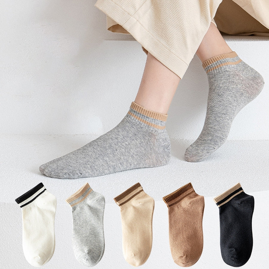 1 Pair Short Socks Breathable Sweat Absorption Extra Soft Washable Non-Fading Protective Polyester Women Summer Thin Image 1
