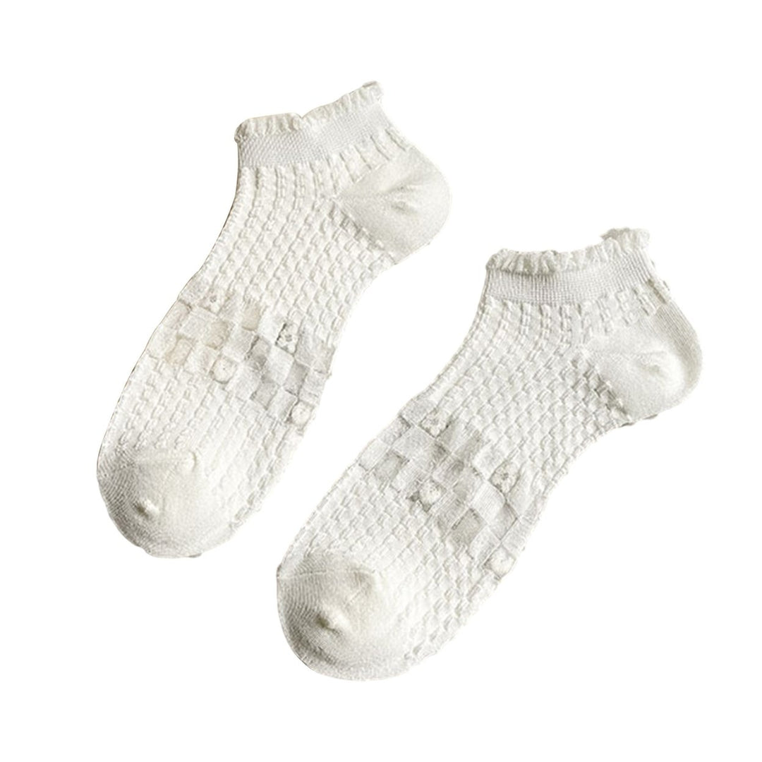 1 Pair Japanese Style Low-tube Ankle Socks Multi Textures Non-slip Girl Transparent Mesh Stitching Short Socks Shoes Image 1