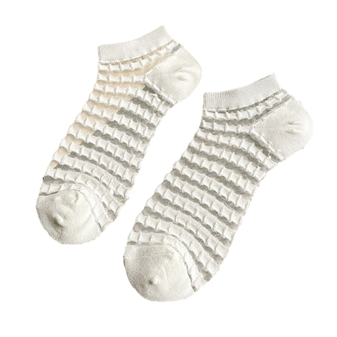 1 Pair Japanese Style Low-tube Ankle Socks Multi Textures Non-slip Girl Transparent Mesh Stitching Short Socks Shoes Image 6