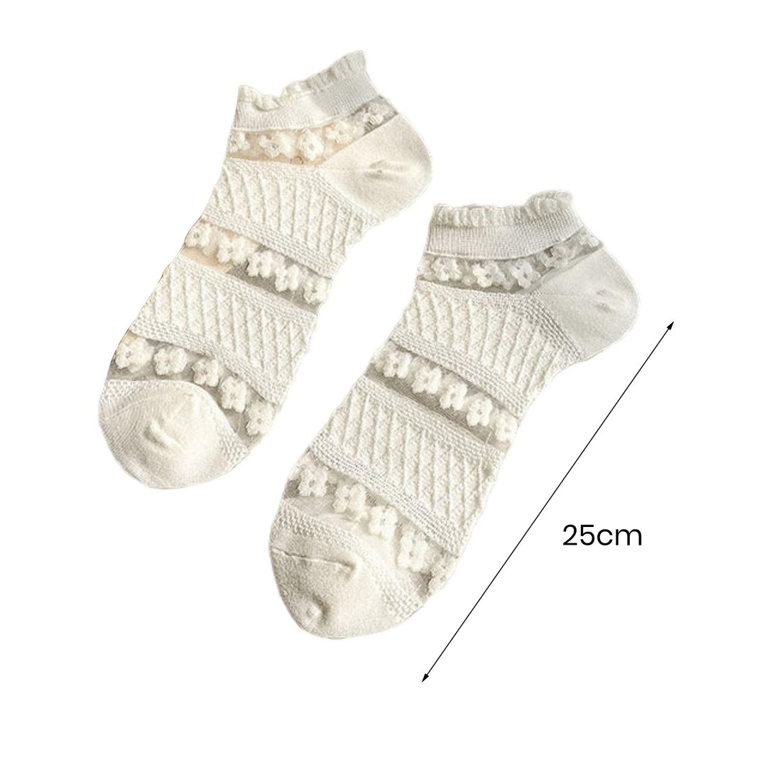 1 Pair Japanese Style Low-tube Ankle Socks Multi Textures Non-slip Girl Transparent Mesh Stitching Short Socks Shoes Image 10