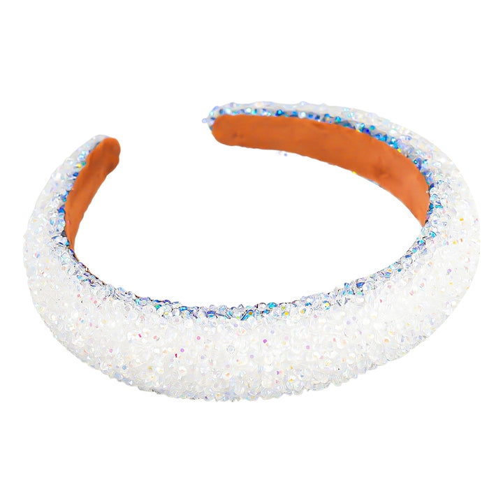 Retro Non-slip Elastic Exquisite Women Headband Shiny Full Rhinestones Faux Pearls Hair Hoop Hair Accessories Image 3