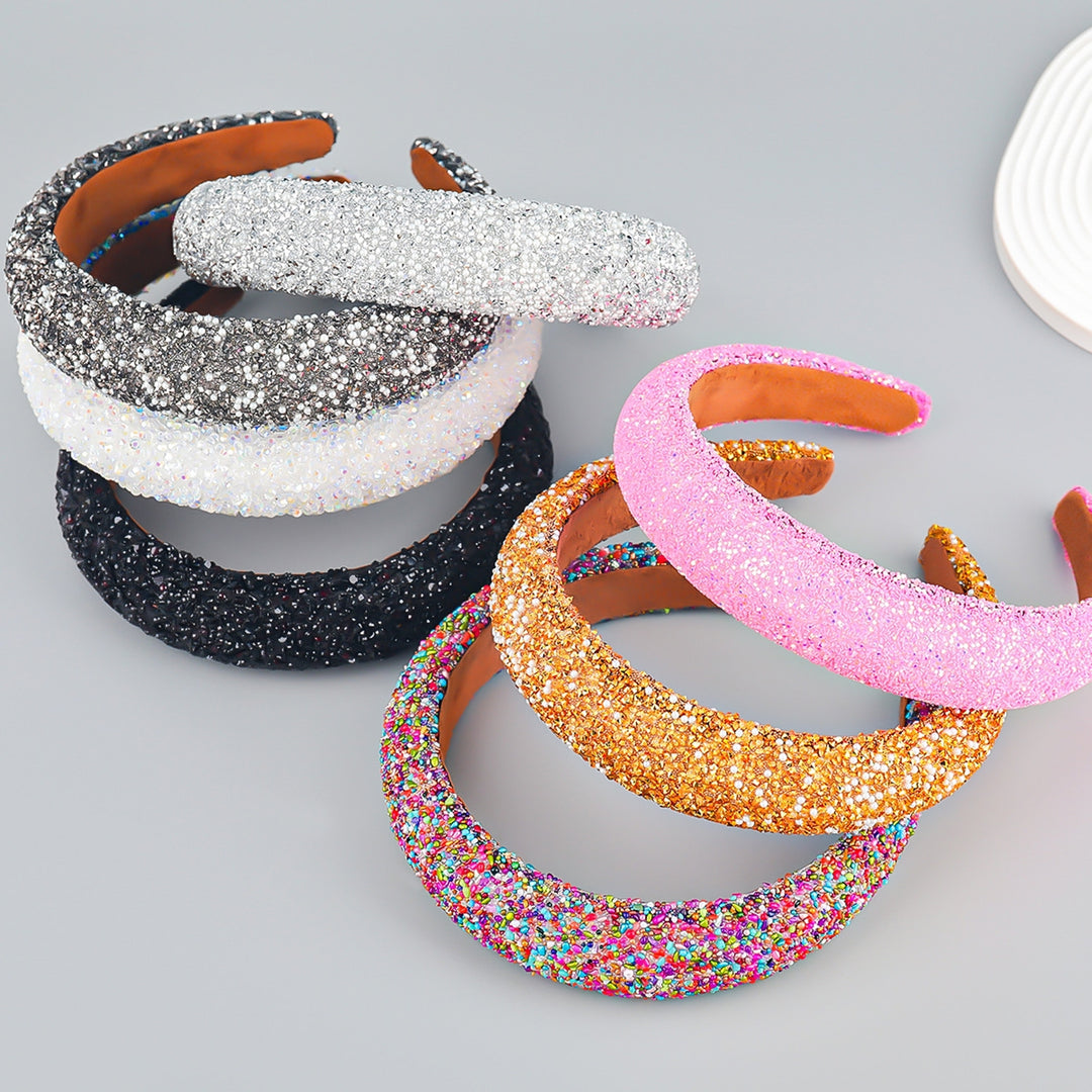 Retro Non-slip Elastic Exquisite Women Headband Shiny Full Rhinestones Faux Pearls Hair Hoop Hair Accessories Image 10