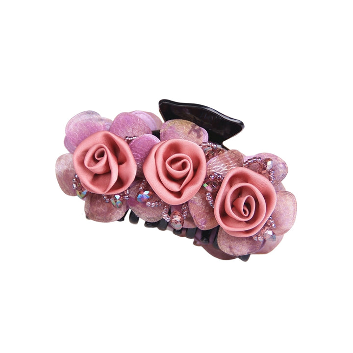 Hair Claw Grace Non-slip Handmade Exquisite Elastic Spring Strong Hold Hair Styling Flower Plastic Hair Clip Hair Image 6