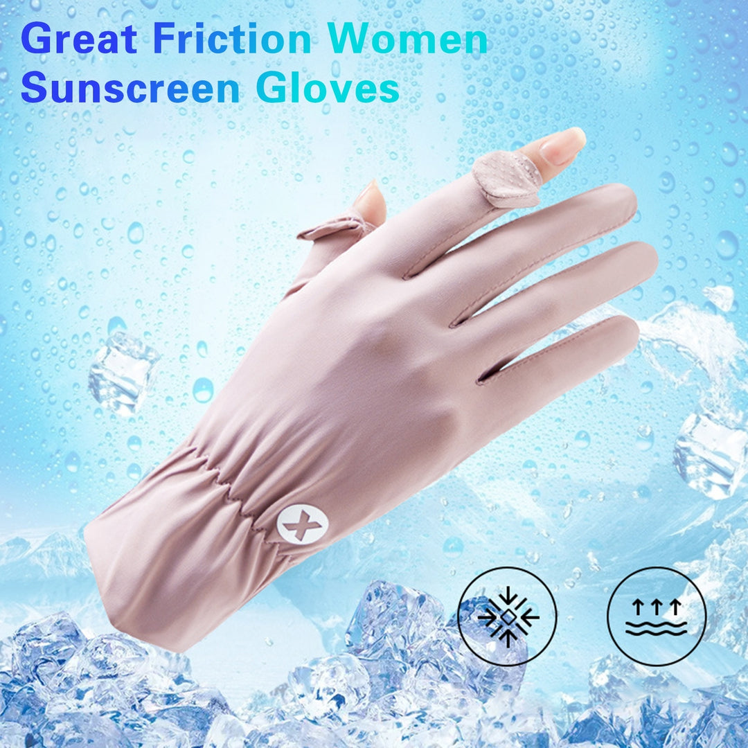 1 Pair Outdoor Sunscreen Gloves Flip Fingers Ice Silk Breathable Touch Screen Sun Protection Summer Ridding Gloves Image 8