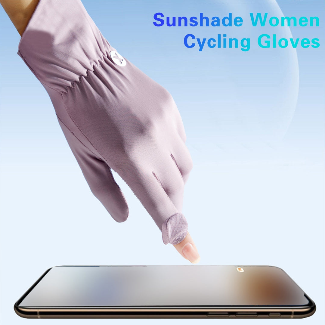 1 Pair Outdoor Sunscreen Gloves Flip Fingers Ice Silk Breathable Touch Screen Sun Protection Summer Ridding Gloves Image 9