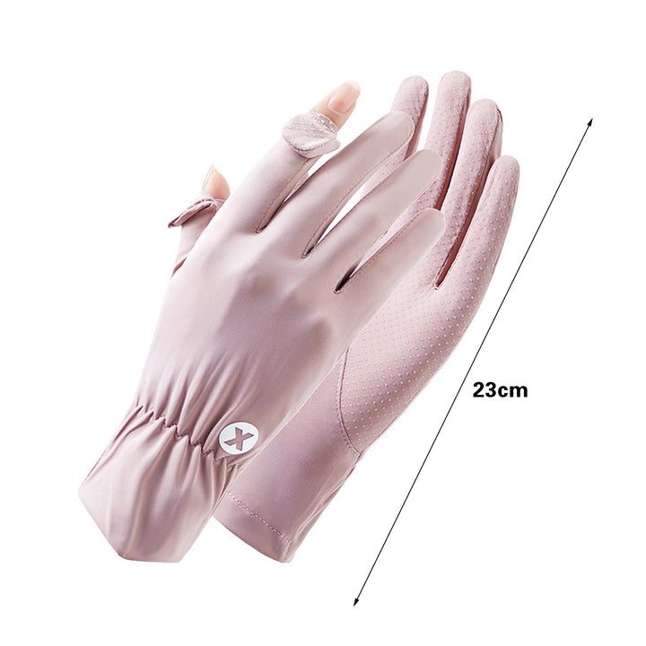 1 Pair Outdoor Sunscreen Gloves Flip Fingers Ice Silk Breathable Touch Screen Sun Protection Summer Ridding Gloves Image 10