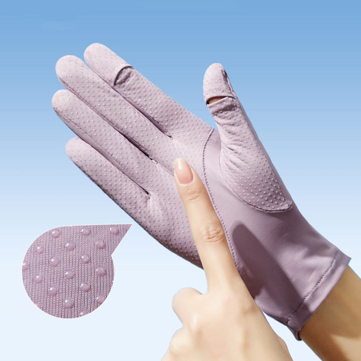 1 Pair Outdoor Sunscreen Gloves Flip Fingers Ice Silk Breathable Touch Screen Sun Protection Summer Ridding Gloves Image 12