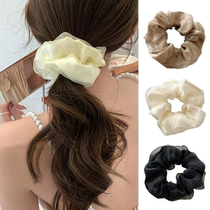 Hair Band Solid Color Double Layer Elastic Extra Soft All Match Dress-up Tear-resistant Women Hairband Hair Tie Girls Image 1