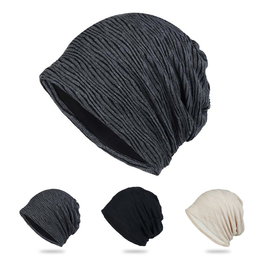 Men Hat Elastic Pleated Design No Brim Thin Comfortable Wear Soft Casual Brimless Heap Hat Outdoor Supply Image 1