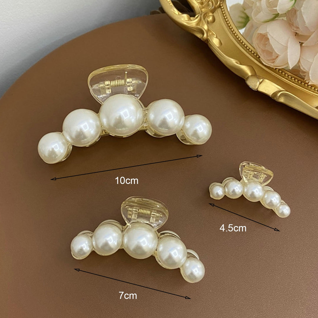 Women Hair Gripper Faux Pearl Transparent Strong Claw Anti-slip Smooth Edge Hair Decoration Elegant Image 8