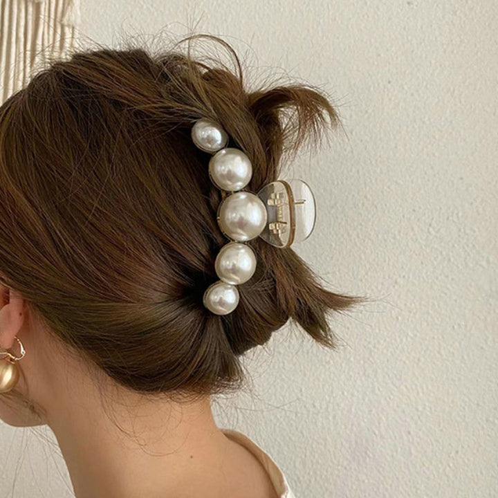 Women Hair Gripper Faux Pearl Transparent Strong Claw Anti-slip Smooth Edge Hair Decoration Elegant Image 10