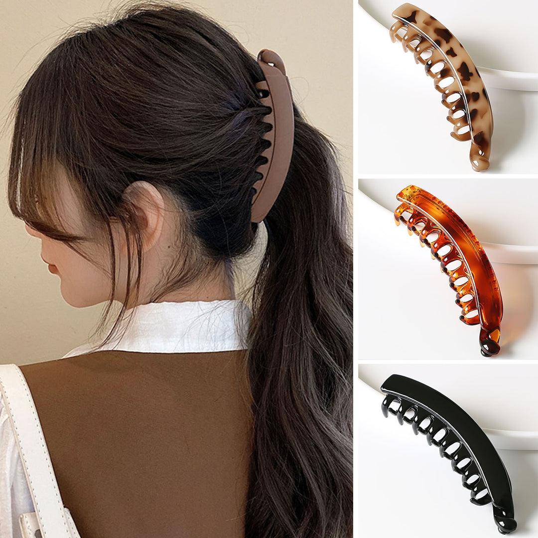 Ponytail Holder Cross Teeth Anti-slip Lightweight Portable Contrast Color Hair-fixed Smooth Edge Curled Ponytail Image 7