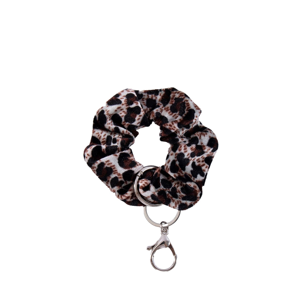 Scrunchie Wristlet Keychain Leopard Pattern Soft Fabric Stretchy Multifunctional Hair Accessories Hair Tie Wrist Image 2