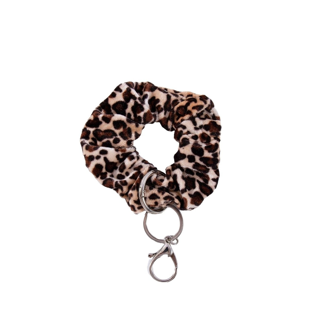Scrunchie Wristlet Keychain Leopard Pattern Soft Fabric Stretchy Multifunctional Hair Accessories Hair Tie Wrist Image 3