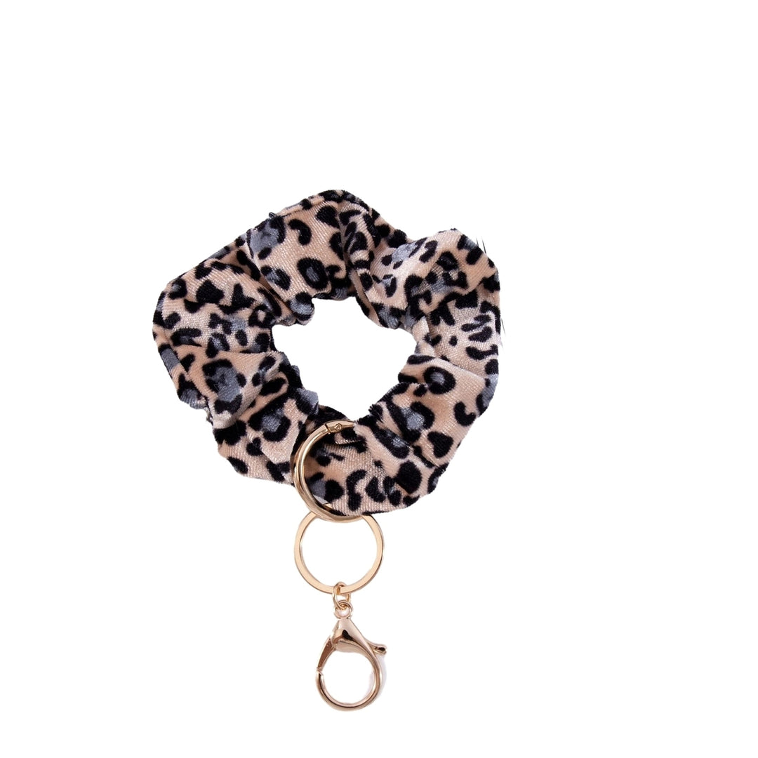 Scrunchie Wristlet Keychain Leopard Pattern Soft Fabric Stretchy Multifunctional Hair Accessories Hair Tie Wrist Image 4