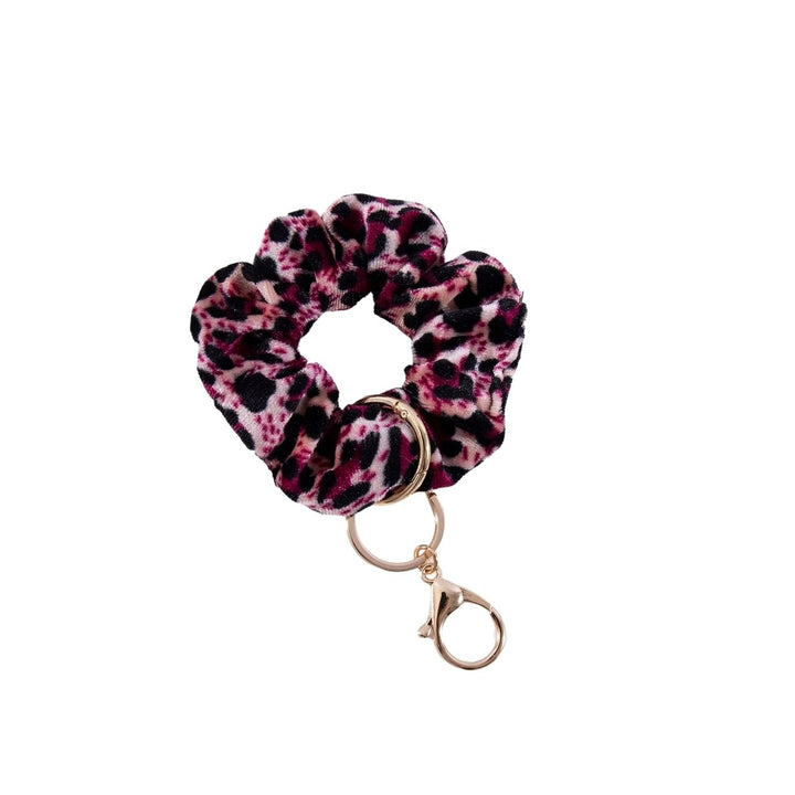 Scrunchie Wristlet Keychain Leopard Pattern Soft Fabric Stretchy Multifunctional Hair Accessories Hair Tie Wrist Image 1