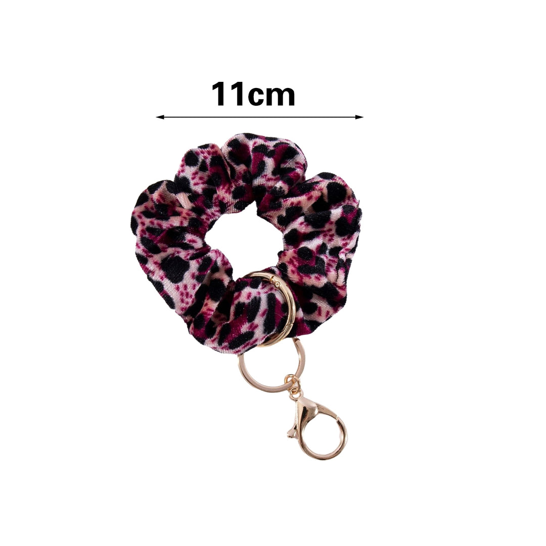 Scrunchie Wristlet Keychain Leopard Pattern Soft Fabric Stretchy Multifunctional Hair Accessories Hair Tie Wrist Image 10