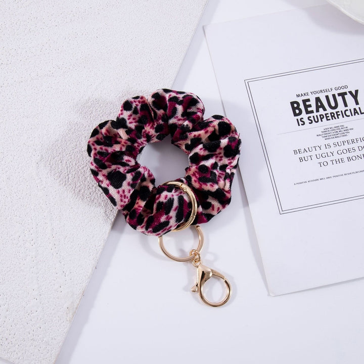 Scrunchie Wristlet Keychain Leopard Pattern Soft Fabric Stretchy Multifunctional Hair Accessories Hair Tie Wrist Image 12