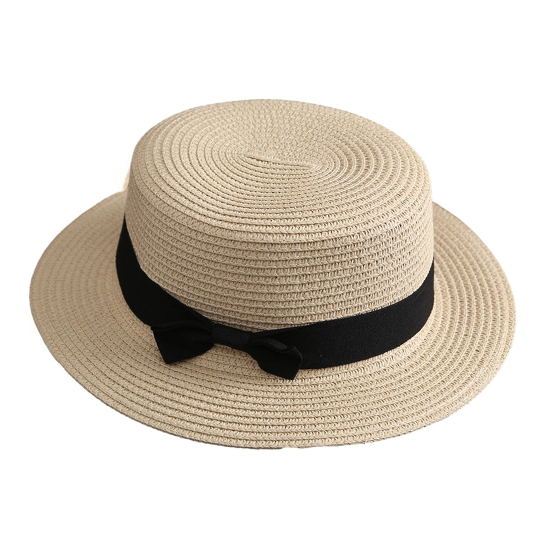 Bowknot Decor Flat Dome Straw Hat Folding Thin Women Wide Brim Sunscreen Bucket Hat Fashion Accessories Image 3