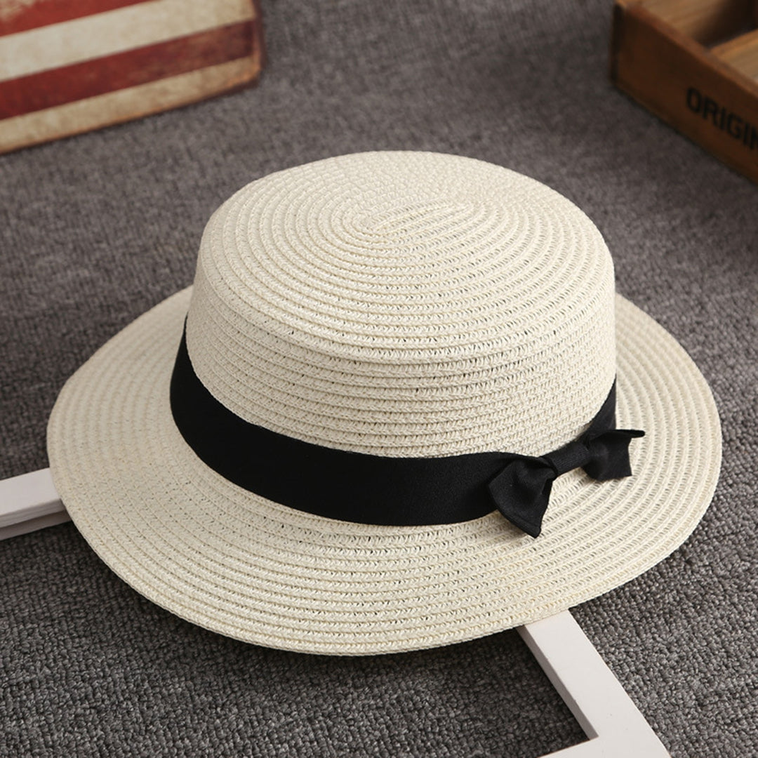 Bowknot Decor Flat Dome Straw Hat Folding Thin Women Wide Brim Sunscreen Bucket Hat Fashion Accessories Image 6