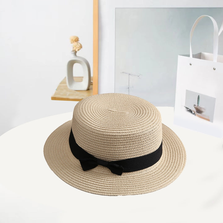 Bowknot Decor Flat Dome Straw Hat Folding Thin Women Wide Brim Sunscreen Bucket Hat Fashion Accessories Image 7